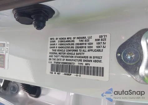 2021 Honda Cr-V 2Wd Ex z USA, uszkodzony, nr VIN 7FARW1H59ME008721